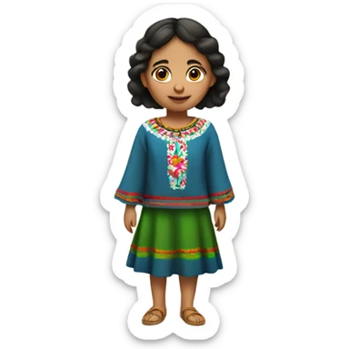 mexican small girl with mexican clothes, no sombrero, just clothes sticker