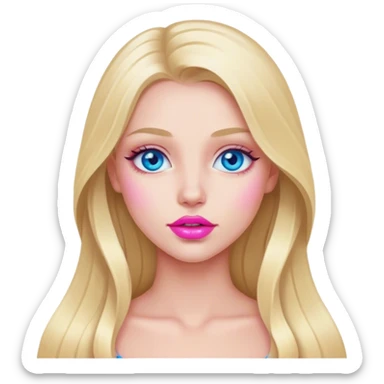 A beautiful blonde girl with long hair, blue eyes, pink lips is cray sticker