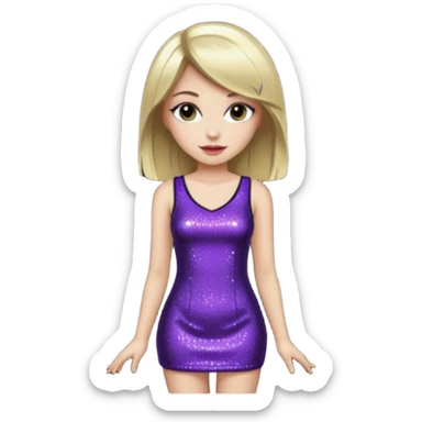 fancy straight  hair girl with night club outfits sticker