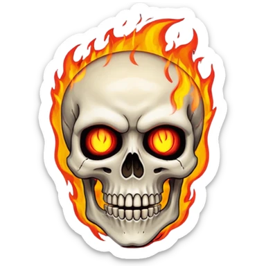 Just a skeleton face with fire in his eyes and fire around him with a damn face sticker