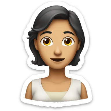 mujer pensativa con signos de interrogacion detras sticker