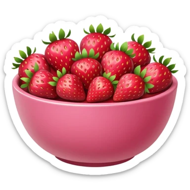 pink bowl full of strawberries, simple style, gentle and natural colors sticker