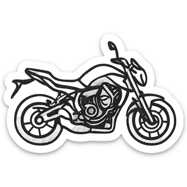 silhouette of a Yamaha MT-07 motorcycle, black outline style, minimal details, transparent background sticker