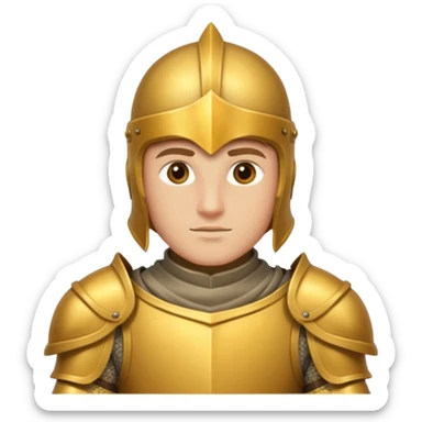 a knight in gold armor sticker