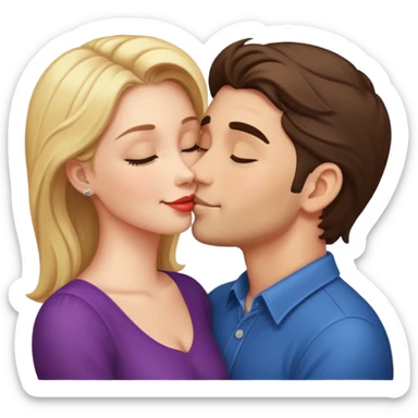 a good looking man and good looking woman are Kissing, indoor sticker