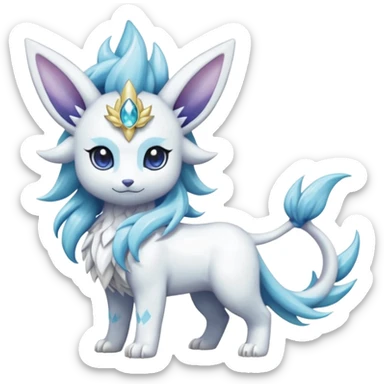 Fluffy floofy furry scaly cute elegant pristine beautiful precious pretty Primarina-Solgaleo-Glaceon-Suicune-Amaura-Dialga-fusion sticker