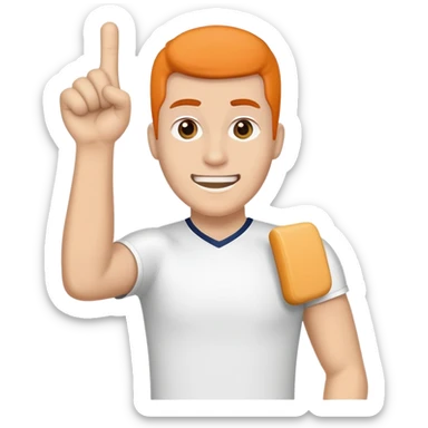 enthusiastic sports fan with foam finger sticker