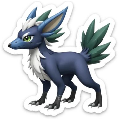 Shiny Black Grey White and Dark-Green Trico-Nargacuga-Silvally-Absol-fusion sticker