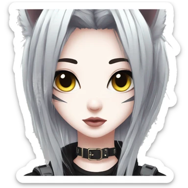 Edgy Kawaii Cute Cool Cartoon Beautiful Elegant Pretty Anime Punk Techwear Gothic Catgirl sticker