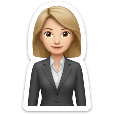 serious business woman in her forties in full suit dark blond hair standing sticker