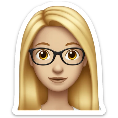 White-girl-with-long-straight-hair-red-head-eyes-blue-wearing-glasses-blouse-formal-white sticker