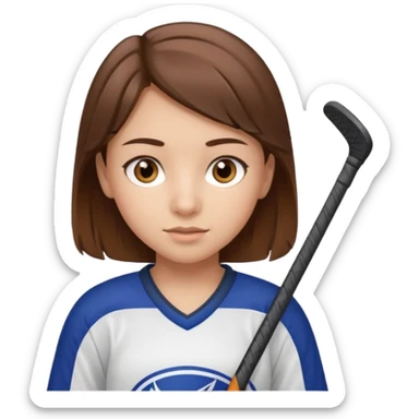 ragazza che gioca a hockey con occhi marroni e capelli castani sull età di 11/12 anni sticker
