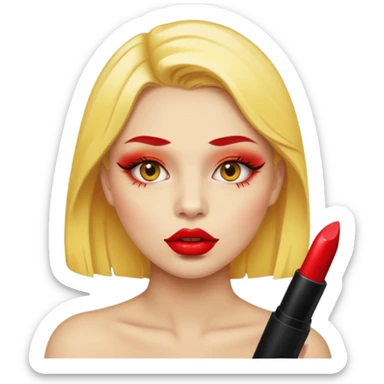 Baddie applying lipstick .use face as yellow round  roung sticker
