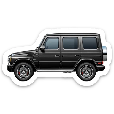 Mercedes G-Class SUV car, side view, black color, rounded cartoonish style, glossy, soft shading, minimal details, no harsh outlines, compact proportions, large windows and wheels, only essential features sticker