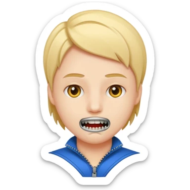 zipper mouth sticker