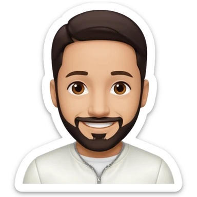 AJ McLean from Backstreet Boys with dark brown hair, white outfit sticker