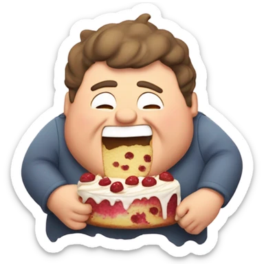 Chubby guy eating a lot of cake sticker