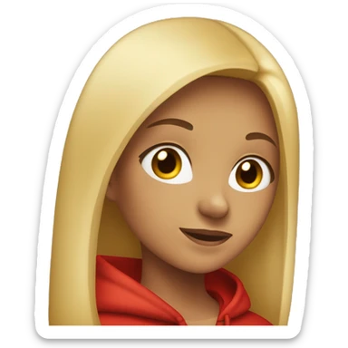 Brunette with a blonde streak girl wearing a red hoodie  sticker