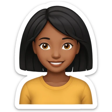  black daughter with black hair emoji sticker