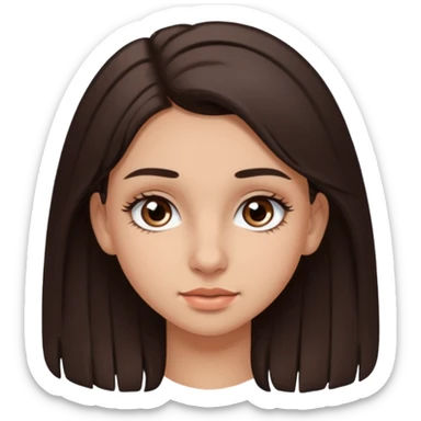 Una adolescente morena linda con buenas cejas y pestañas cabello castaño claro pircing en la nariz sticker