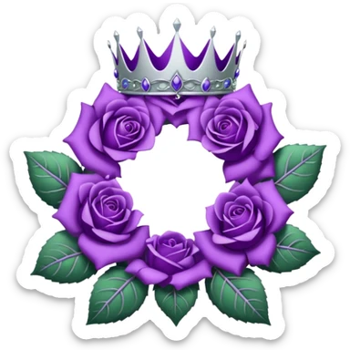 Purple rose with silver tiara and a purple emblem leaf wreath sticker