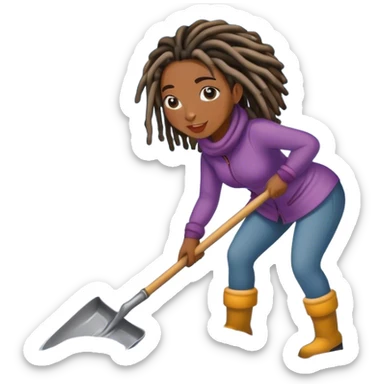 Black woman with locs shoveling sticker
