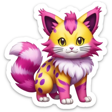 Colorful Liepard-Skitty-Delcatty-Pokémon-Fakémon-hybrid-creature (full body) sticker