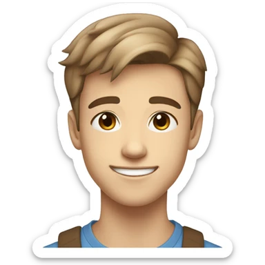 confident happy brown teen boy with very short light brown hair blue eyes portrait angular jaw sticker