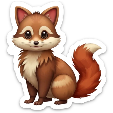 Chestnut-Brown Rust-Red-gradient, Furret-Linoone-Hybrid (Full body) sticker