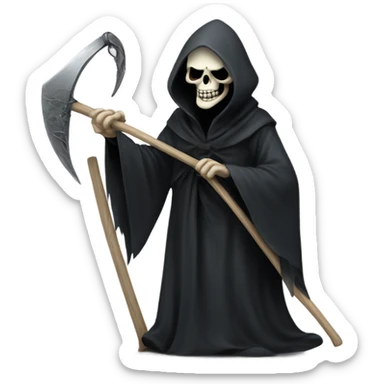 a grim reaper smiling with a scythe sticker