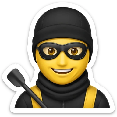 Create an emoji wearing a black ski mask sticker