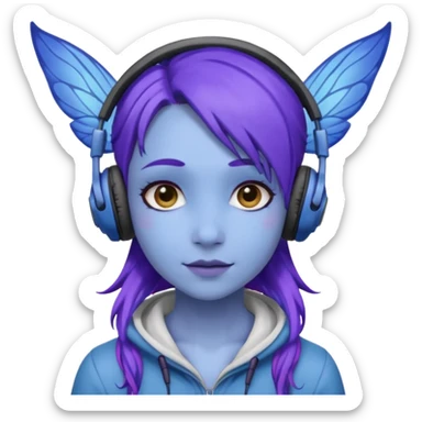 fairy blue purple headphones sticker