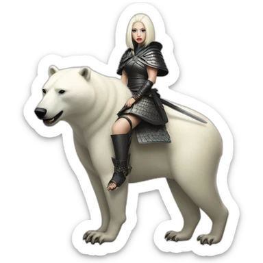 Samurai outfit Lady Gaga riding Polar Bear sticker