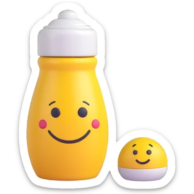 3D emoji style salt shaker, with a smiley face, playful and cute sticker