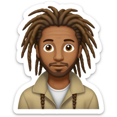 a averge sized brownskinned man with really short dreadlocs sticker