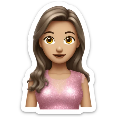 Pale Brunette girl in glitter dress and pink cowboy boots sticker
