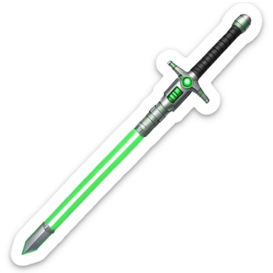 lightsaber with glowing green blade and simple hilt sticker