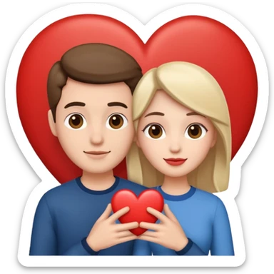 An in love couple with a heart above them, enjoy style sticker