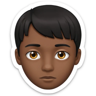 Dark brown boy, with fringe black hair, black eyes sticker