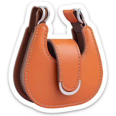 horseshoe, 3D, brown camel leather, orange stitching, elegant, no text sticker