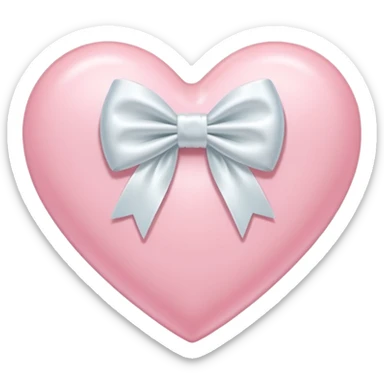 Pastel pink heart with white bow sticker