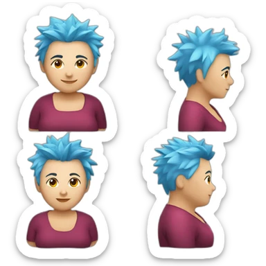 Older fat lesbian Chilean very short spiky bright blue hair sticker