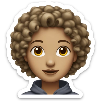 Avatar woman, white skin, curly hair} sticker