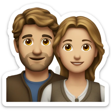 Street couple of a European man and an European woman with brown hair sticker