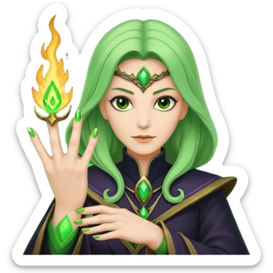 world of warcraft warlock hand with green fire checking nails like a pedicure was just done  sticker