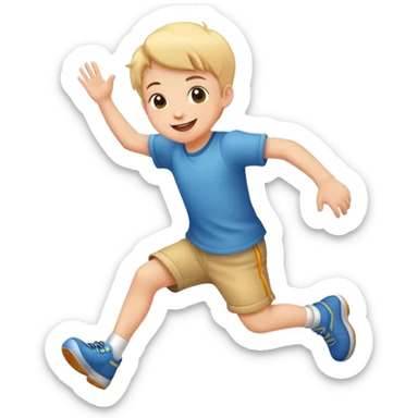 child skipping joyfully, cheerful and energetic sticker