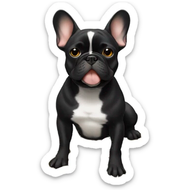 Black-and-tan French bulldog laying on big pile of gold coins sticker