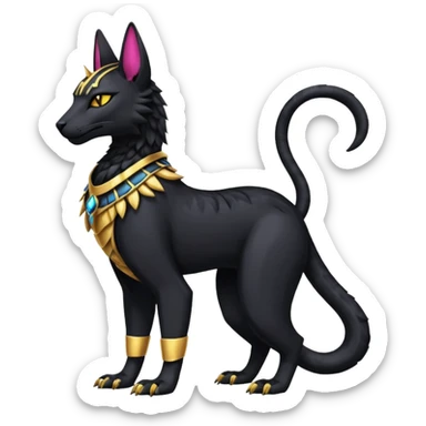 Black Dark Furry Fluffy Modern Futuristic Cyber-Salandit-Bastet-Anubis-fusion full body sticker