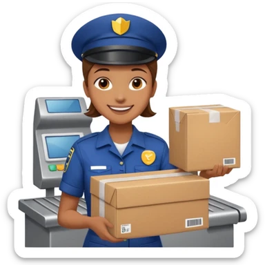 sorting clerk at conveyor  in postal crew sticker