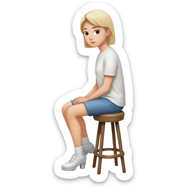a person sitting on stool straight backs turned sticker